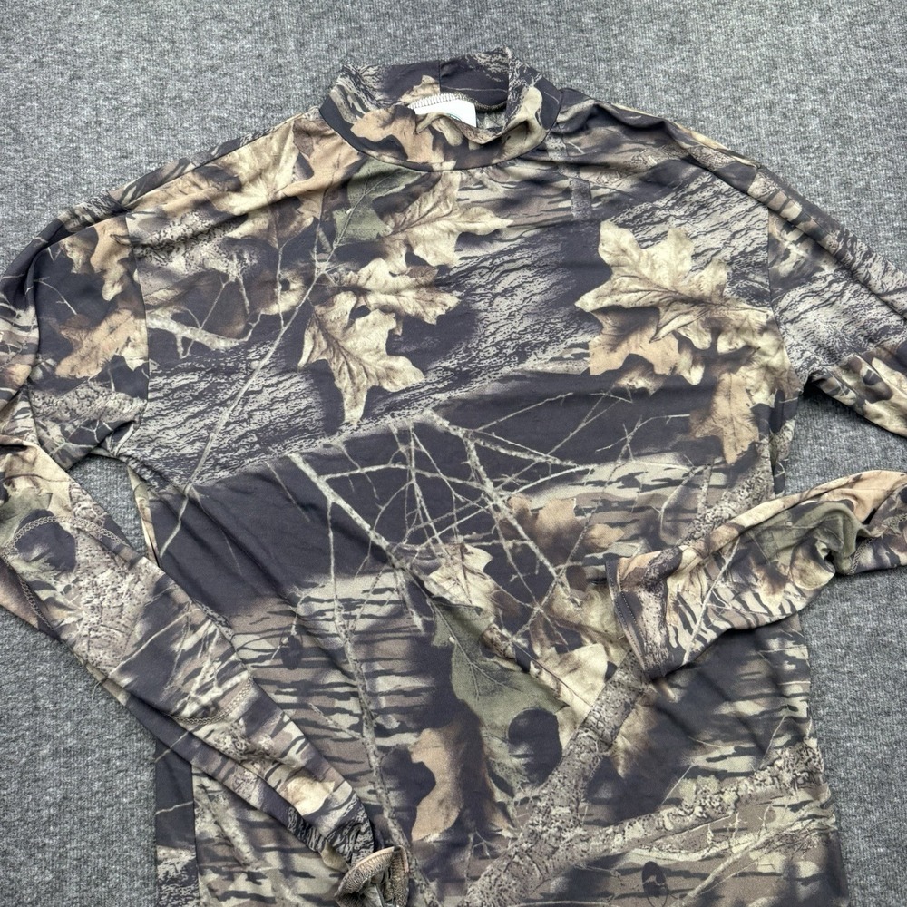 Rynoskin Shirt Mossy Oak Break Up Camo Long Sleeve Mock Hunting Base Layer Sz L